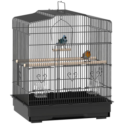 (New Open Box) PawHut 23" Large Bird Cage with Accessories, Handle, Black