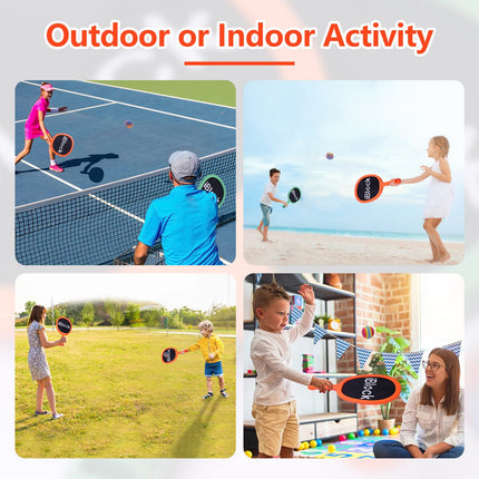 RORLAND Racquet Set,Paddles and Bouncy Balls,Ideal for Family Indoor Outdoor Activities,Sport Game for Beginner or Intermediate Fun Play, Swing Racket in Beach Pool Backyard Playground Lawn Park Court