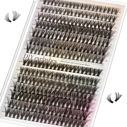 SWIFFERS 280PCS Sash Clusters Lashes, 30D+40D 9-16mm Mixed Length, DIY Individual Eyelash Extension, D Curl Individual Mixed Tray Natural Soft Wispy Lash