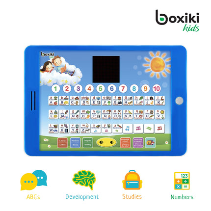English and Spanish Bilingual Learning Tablet Toy with Small LED Screen by Boxiki Kids | ABC, Animals, Fruit and Other Words | Learning Toys for 3 Year olds and Above