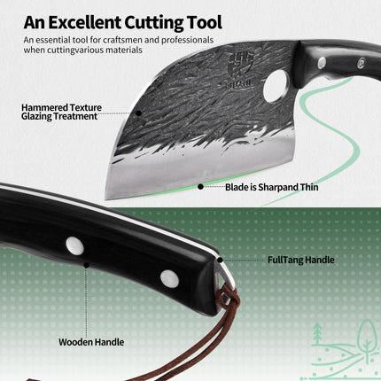 FULLHI Butcher Full Tang Serbian Chef Knife with Guard, X004CFTEGL