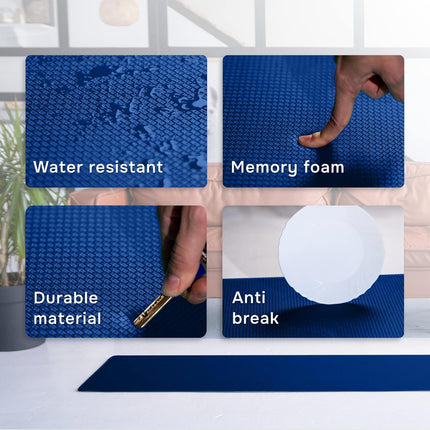 Homergy Anti Fatigue Kitchen Mats for Floor 2 Piece Set, Memory Foam Cushioned Rugs, Comfort Standing Desk Mats for Office, Home, Laundry Room, Waterproof & Ergonomic, 44x77 cm and 44x150 cm
