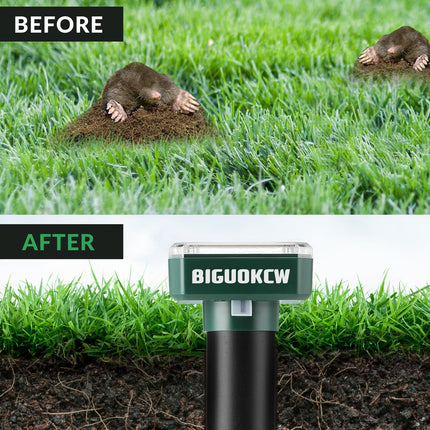 Mole Repellent Ultrasonic, 4 Pack Outdoor Rodent and Groundhog Repellent for Yard, Gopher, Vole, Groundhog, and Chipmunk Deterrent, Solar Snake Ultrasonic