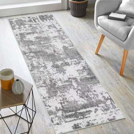 JURLEA Hallway Runner Rug Non-Slip Carpet Runner for Hallways Kitchen Living Room No Shedding Washable Lightweight Long Runners Rug (Cream/Grey, 80x200cm,2.6'x 6.6')