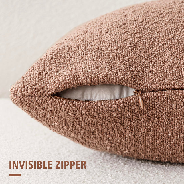 Foindtower 20x20" Pack of 2 Textured Boucle Accent Solid Cozy Decorative Couch Cushion Case, Dusty Orange Hazel X0048OPRZN
