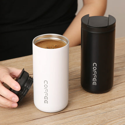 1PC of Travel Vacuum Insulated 500ml Coffee Mug with Leak Proof Screw Lid, White