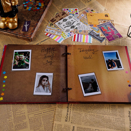 Large Our Adventure Book 60 Pages 12x12" Scrapbook Retro Embossed Hardcover Travel Photo Album