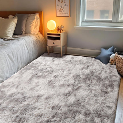 Cinknots Area Rugs Fluffy Carpet Modern Living Room Bedroom Nursery Dorm Soft Non-Slip Carpet Large Modern Indoor Shaggy Carpet Room Home Décor (Grey White, 3.9'x 5.2'（120 * 160cm）)