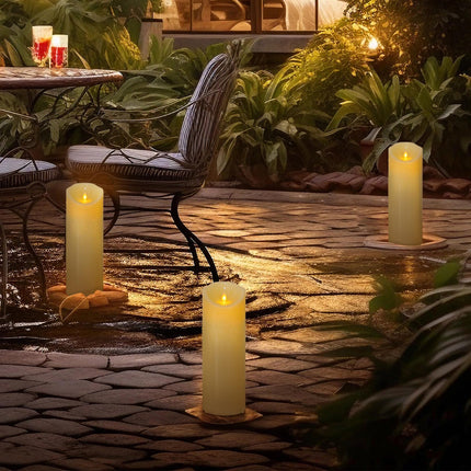 Yeelida 1PC Battery Operated 4"x12" Ivory Flickering Moving Wick Large Candle with Remote and Timer