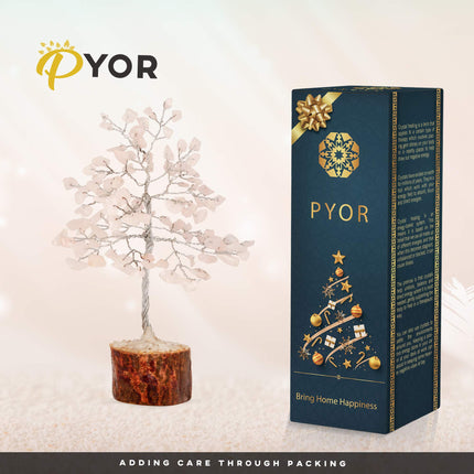 PYOR Rose Quartz Money Tree Crystal Figurine Spiritual Stones Spiritual Crystals Feng Shui Bonsai Crystal Home Office Decor Aura Cleansing Chakra Balancing Prosperity Stone Positive Energy Gift