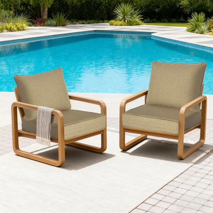 Localive 22x24 inch Outdoor/Indoor Deep Seat Patio Cushions Set of 2 Deep Seat Bottom Resilient Foam Filling with Zipper Water Repellent Abrasion-Resistant UV Resistant Weather Resistant Toffee