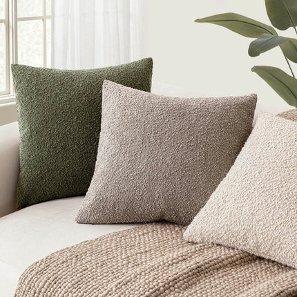 Foindtower 12x20" Pack of 2 Textured Boucle Throw Accent Solid Lumbar Cozy Pillow Case for Chair Sofa, Light Taupe X0048OVV8P