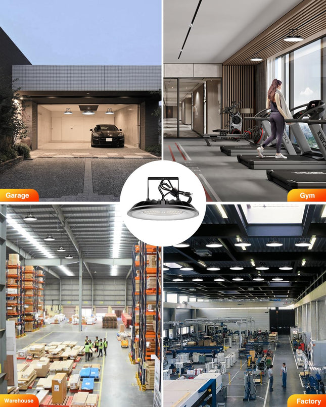 UFO LED High Bay Light 150W, 16500LM 5000K UFO High Bay Led Shop Lights with US Plug, Industrial Warehouse Workshop Factory Barn Garage Area Lighting Fixture - UL Listed, 10Pack
