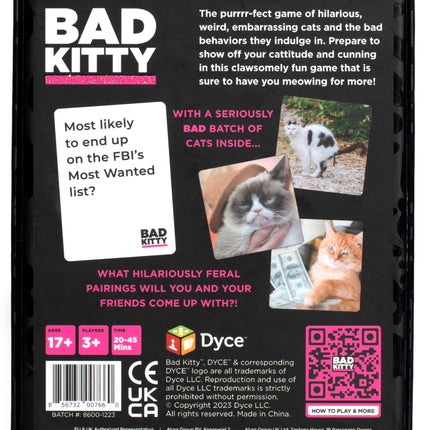 Bad Kitty Party Game - The Ultimate Meme Game with Cats - The Cats Against Humans Card Game for Feline Lovers, Friends, Family, College Students, Fun Parties and Board Games Night with Your Group