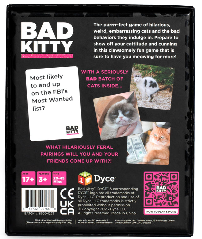 Bad Kitty Party Game - The Ultimate Meme Game with Cats - The Cats Against Humans Card Game for Feline Lovers, Friends, Family, College Students, Fun Parties and Board Games Night with Your Group