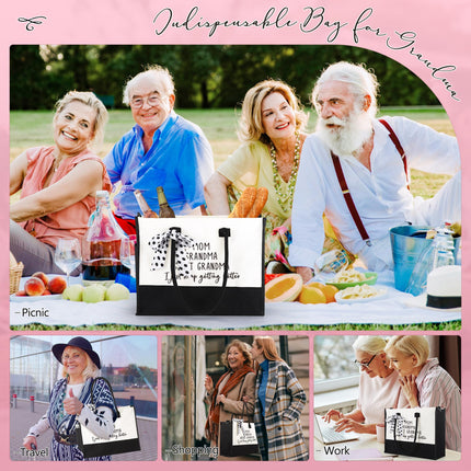 Travel Mothers/Grandma Birthday Gifts Nana Canvas Tote Bag with Makeup Bag for Shopping Canvas Beach Bag