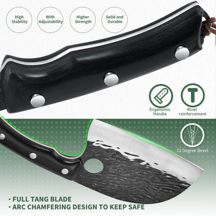 FULLHI Butcher Full Tang Serbian Chef Knife with Guard, X004CFTEGL