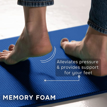 Homergy Anti Fatigue Kitchen Mats for Floor 2 Piece Set, Memory Foam Cushioned Rugs, Comfort Standing Desk Mats for Office, Home, Laundry Room, Waterproof & Ergonomic, 44x77 cm and 44x150 cm