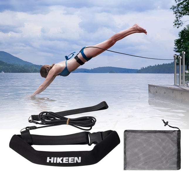 BOOSTEADY Swimming Training Belt 4M Swimming Tether Swim in Place Harness Stationary Swimming Aquatic Resistance Belt