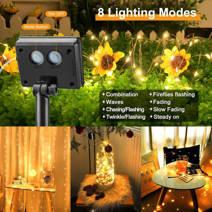 Pipiruew 2 Pack Total 400LED Solar Christmas Fairy Lights 8 Mode Solar String Lights Outdoor Christmas Decorations Light Waterproof Copper Wire Fairy Lights for Xmas Tree Yard Garden Patio