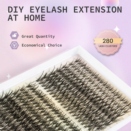 SWIFFERS 280PCS Sash Clusters Lashes, 30D+40D 9-16mm Mixed Length, DIY Individual Eyelash Extension, D Curl Individual Mixed Tray Natural Soft Wispy Lash