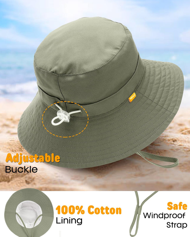 FURTALK 2PACK Baby Sun Hat Smile Face Toddler Bucket Hat UPF 50+ Boys Girls 0-5Y
