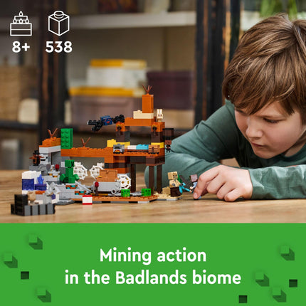 LEGO Minecraft The Badlands Mineshaft Video Game Toy, Mining Exploration Set with Minecraft Minifigures, 21263