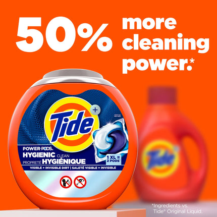 Tide Hygienic Clean Power PODS Laundry Detergent Pacs Original Scent Removes Visible and Invisible Dirt, 45 Count