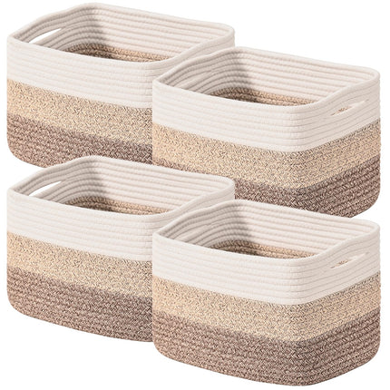 ICERZCZ 4PACK Storage Cotton Rope Baskets with Handles for Toy, Book, Clothes, 12.5"Lx9.1W"x7.9H", Gradient Brown X0015D19P7