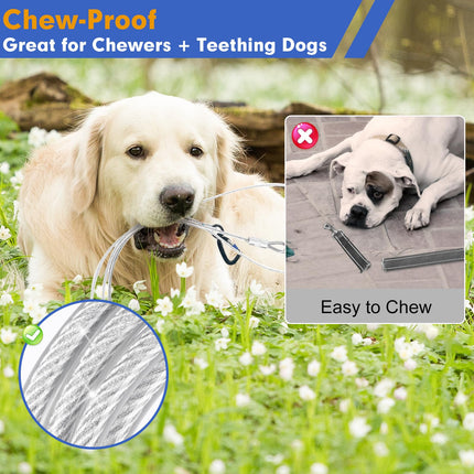 Libbipaw 6ft Metal Chew Proof Leash for Medium and Large Dogs with Reflective Comfortable Padded Handle, Silver