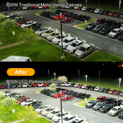 JC-LGL Parking Lot Light, 200W LED Shoebox Light with 28000LM 5000K Daylight, IP65 Waterproof Dusk to Dawn LED Parking Lot Light with Slip Fitter, Outdoor Street Light for Parking Lot Sports Stadium