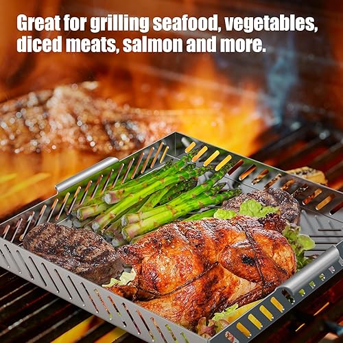 Rotisserie Basket 15.3"x15.3"x2" for Weber 300 & 400 Series Grill