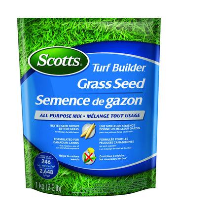 Scotts Turf Builder Grass Seed All Purpose Mix, 1Kg/2.2lb (246 sq meters / (2,648 sq feet coverage) | Sun & Shade formula for a thick, green lawn