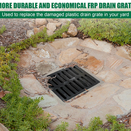 Natotela Fiberglass Cacth Basin Grate-24x16in Square Outdoor Drain Grate for Concrete Cacth Basin,Durable Flat Drainage Grate for Downspout Sewer Lawn Yard Lawn Patio Inlet(23.6x15.75in)