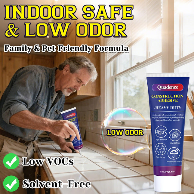 Quadence Heavy Duty Construction Adhesive  All-Purpose contact Cement Concrete Glue for Concrete, Tile, Wood, Floors, Indoor & Outdoor Use - Fast Grab, Waterproof, Solvent-Free, 250g