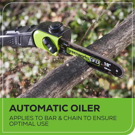 Greenworks 80V 10" Cordless Polesaw, 2.0Ah Battery and Charger Included PS80L210