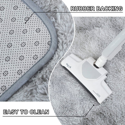 GERBIT 8x10 Feet Shag Area Rugs, Ultra Soft Indoor Nursery Rug, Tie-Dyed Light Grey Plush Shaggy Throw Carpets for Teen Room Dorm Living Room