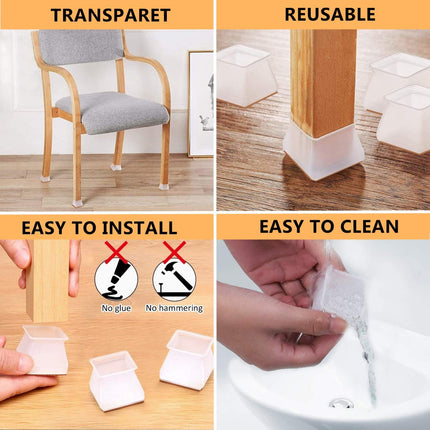 FANIMAL 24 PCS Silicone Chair Legs Caps Protectors for Hardwood Floors, Furniture Silicone Protection Cover with Anti-Slip Felt Pads, Small Fit 0.75-1.46IN(19-36MM)