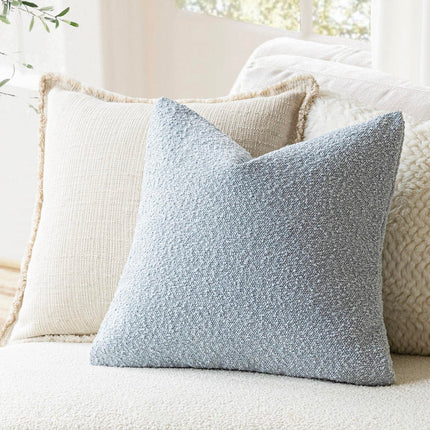 Foindtower 20 x 20", 1PC Textured Boucle Throw Pillow Cover Accent Solid Decorative Pillow Cases Cozy Woven Couch Cushion Case, Light Blue X0040UT1K7