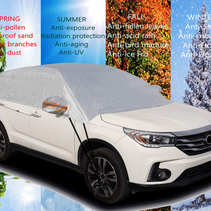 Kadooria 185"-197" Safe View Half Car Cover Top Waterproof/Windproof/Dustproof/Windshield Cover SUV YL)