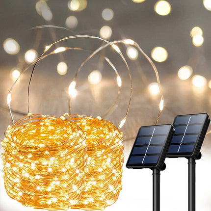 Pipiruew 2 Pack Total 400LED Solar Christmas Fairy Lights 8 Mode Solar String Lights Outdoor Christmas Decorations Light Waterproof Copper Wire Fairy Lights for Xmas Tree Yard Garden Patio