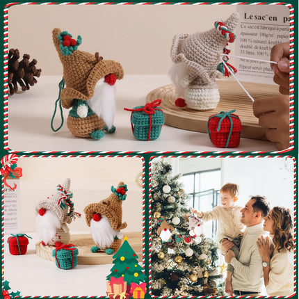 Ceckooty Christmas Crochet Kit for Beginners, Beginner Crochet Kit for Adults Kids with Detailed Instruction and Video Tutorials, Crochet Kit for Stocking Stuffers Christmas Gifts Decoration, Beige Gnome
