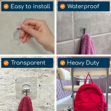 GLUIT All Purpose Hooks Heavy Duty Waterproof Adhesive Wall Hooks for Home Office and Outdoor (20 Pack)