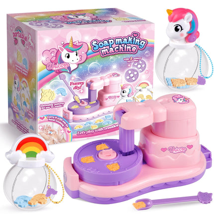 Soap Making Kit for Kids Unicorn & Rainbow Toys - Fun Christmas Birthday Easter Gifts for Girls Ages 3 4 5 6 7 Year Old - Arts and Crafts DIY Soap Maker Includes 2 Soap Flakes, 2 Portable Storage Bottles