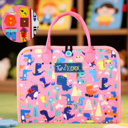 TUNJILOOL Montessori Busy Board - 8-in-1 Sensory Activity Book with Detachable Pages, Travel-Friendly Learning Toy for Fine Motor Skills & Preschool Education PINK