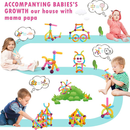 54PCS Magnetic Building Sticks Blocks Toys, Magnetic Balls and Rods Set for Kids, Magnetic Building Set,Toddler Montessori Toys,STEM Stacking Toys T103
