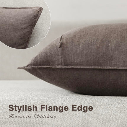 Foindtower 12x20" Pack of 2 Linen Soild Throw Accent Lumbar Cushion Case Boho Farmhouse Pillowcase for Chair Couch Sofar, Light Coffee X004GUDY81