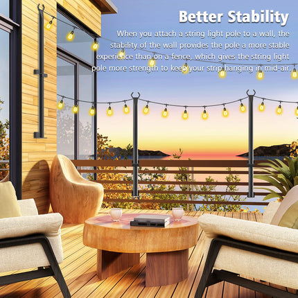 Beizelte 2PACK 4FT String Freestanding Outdoor Light Poles with Fixing Clips and Suspended Base