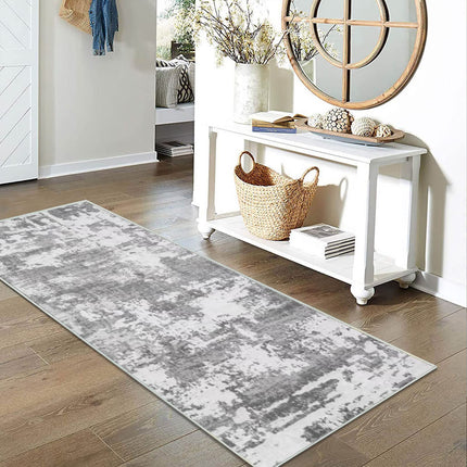 JURLEA Hallway Runner Rug Non-Slip Carpet Runner for Hallways Kitchen Living Room No Shedding Washable Lightweight Long Runners Rug (Cream/Grey, 80x200cm,2.6'x 6.6')