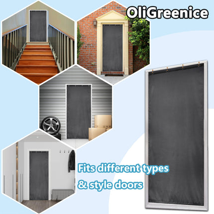OliGreenice 82x204cm/W32xL80" Thermal Curtain Eyelet Doorway Cover Panel Windproof Warm Cold Protection Oxford Cloth Thicken Cotton Fiber Drapes for Living Room Garage Bedroom, Dark Gray X004GTBWZ9